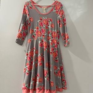Matilda Jane Women Medium Rose Dress Pink and Grey Floral
